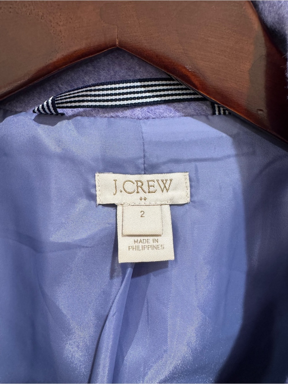 J. Crew Factory Cocoon Hyacinth Lilac Coat: Size 2 - Picture 4 of 5